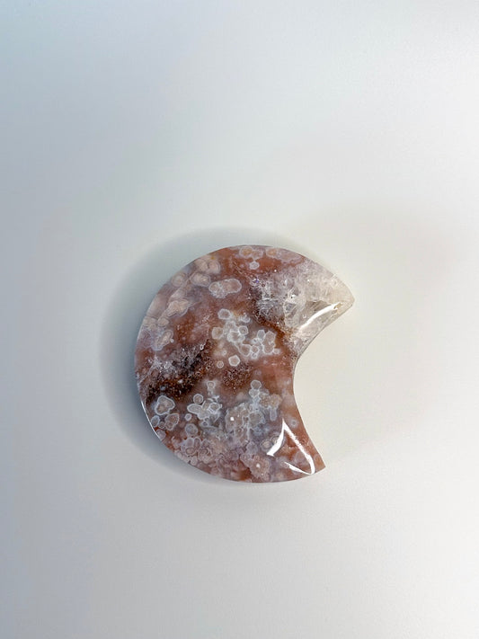 Amethyst + Flower Agate Moon A